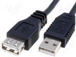 Кабел CAB-USB2AAF/3-BK Кабел; USB 2.0; USB A гнездо, USB A щепсел; 3m; черен; Жило: CCA